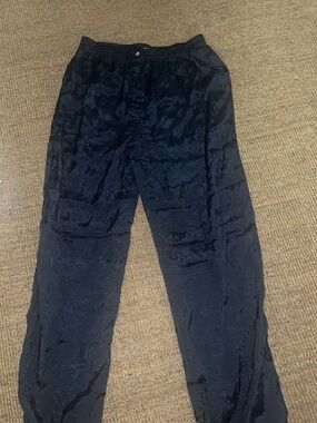 Mango Navy Textured Pants